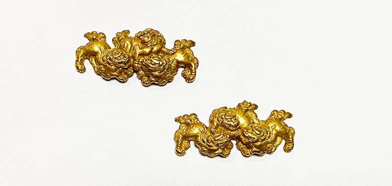 目貫　廉乗　鴻池家伝来 Menuki design of Three Lions Made by Renjyo