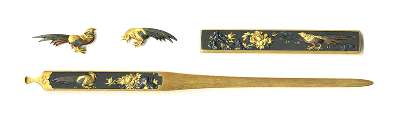 牡丹に錦鶏図三所 銘 石黒光常Mitokoro design of Golden pheasant Signed by Ishiguro Mitsutsune